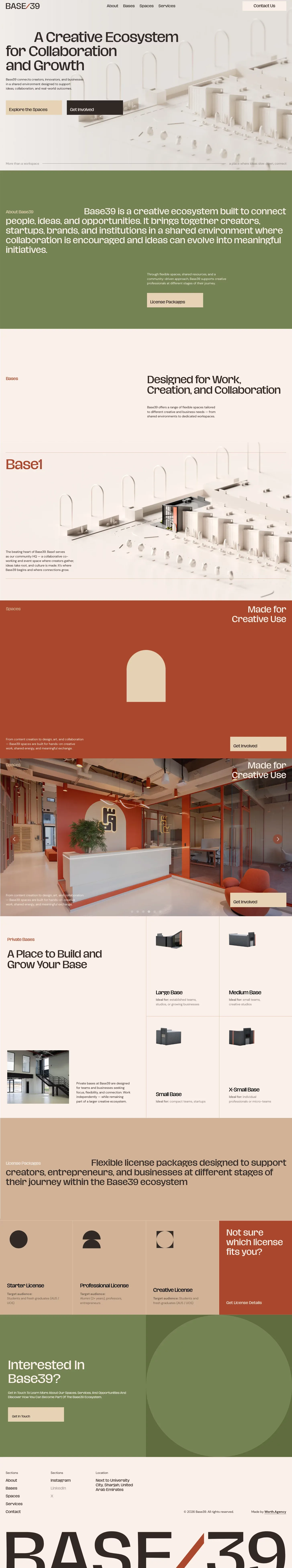 Base39 - Creative Spaces, Studios & Inno other page screenshot showcasing Art and Design design