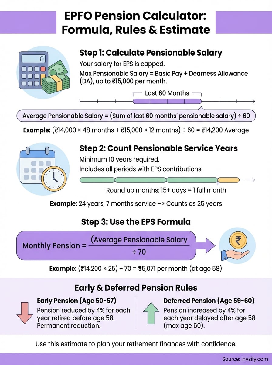 epfo pension calculator infographic