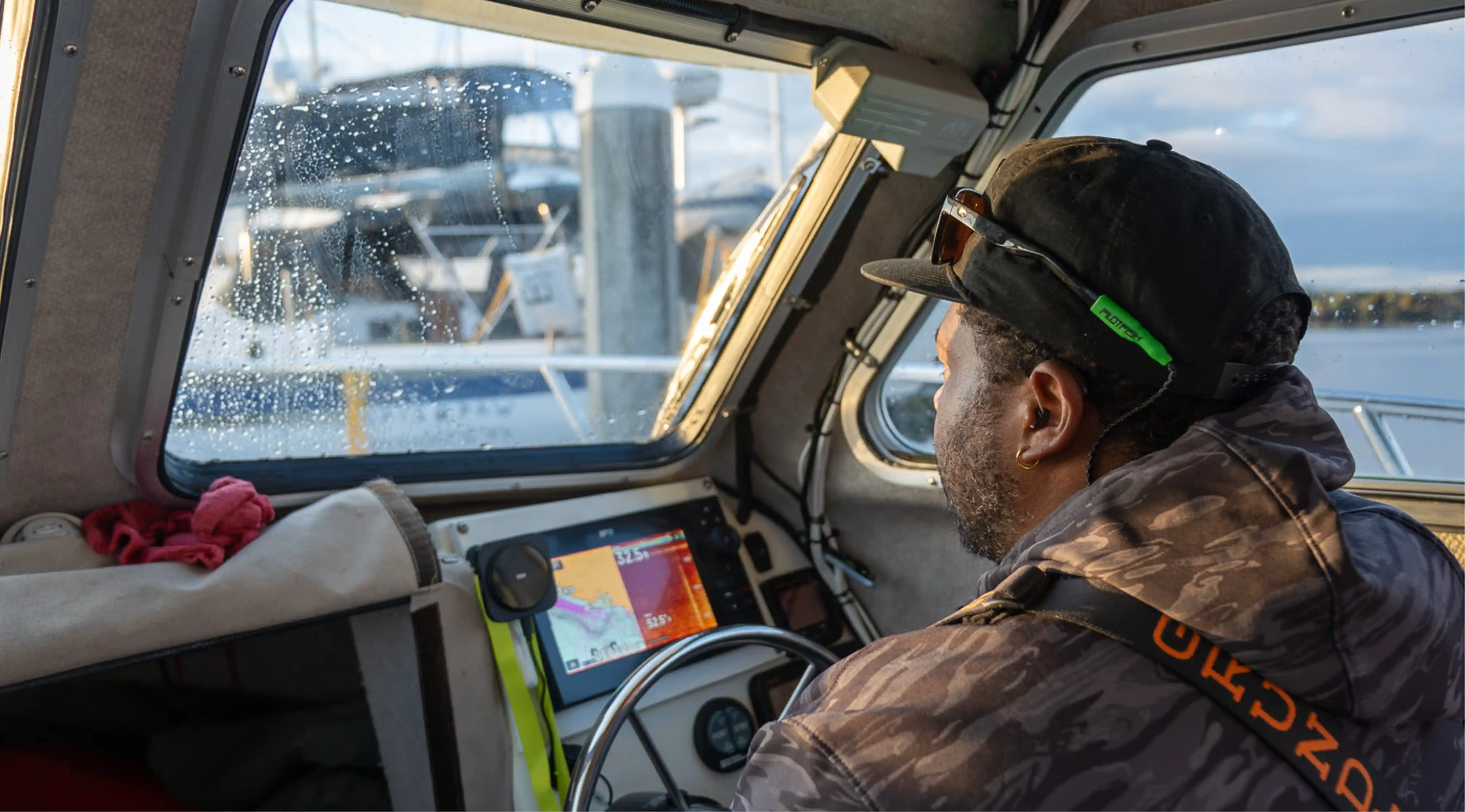 Captain inside the Pilot house