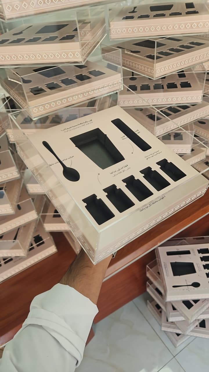 Customized acrylic box with uv printed side walls made by Black Ink Graphics UAE