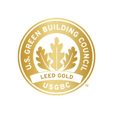 U.S. Green Building Council USGBC LEED Gold certification seal in gold and black.