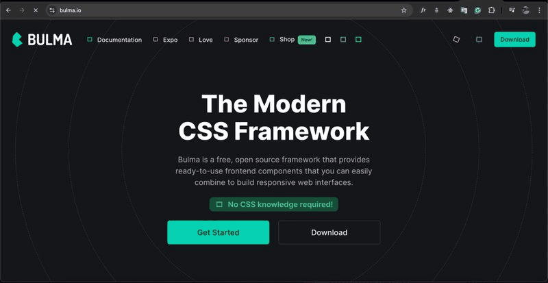 Homepage of Bulma, the Modern CSS Framework.