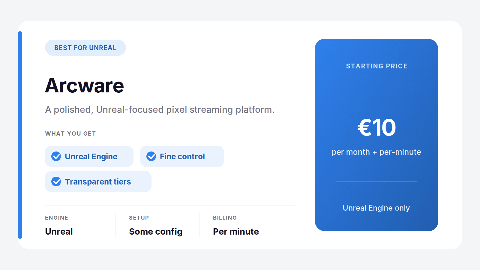 Arcware, an Unreal-focused pixel streaming platform from €10 per month plus per-minute