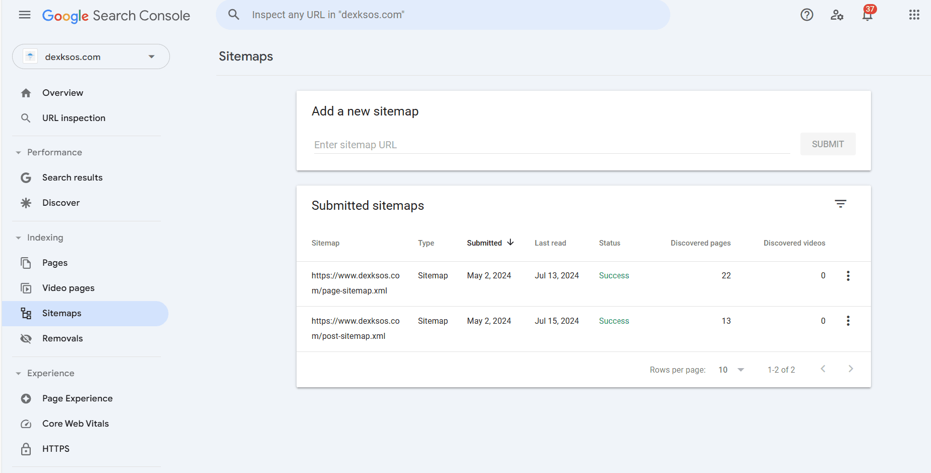 submit sitemap on google search console