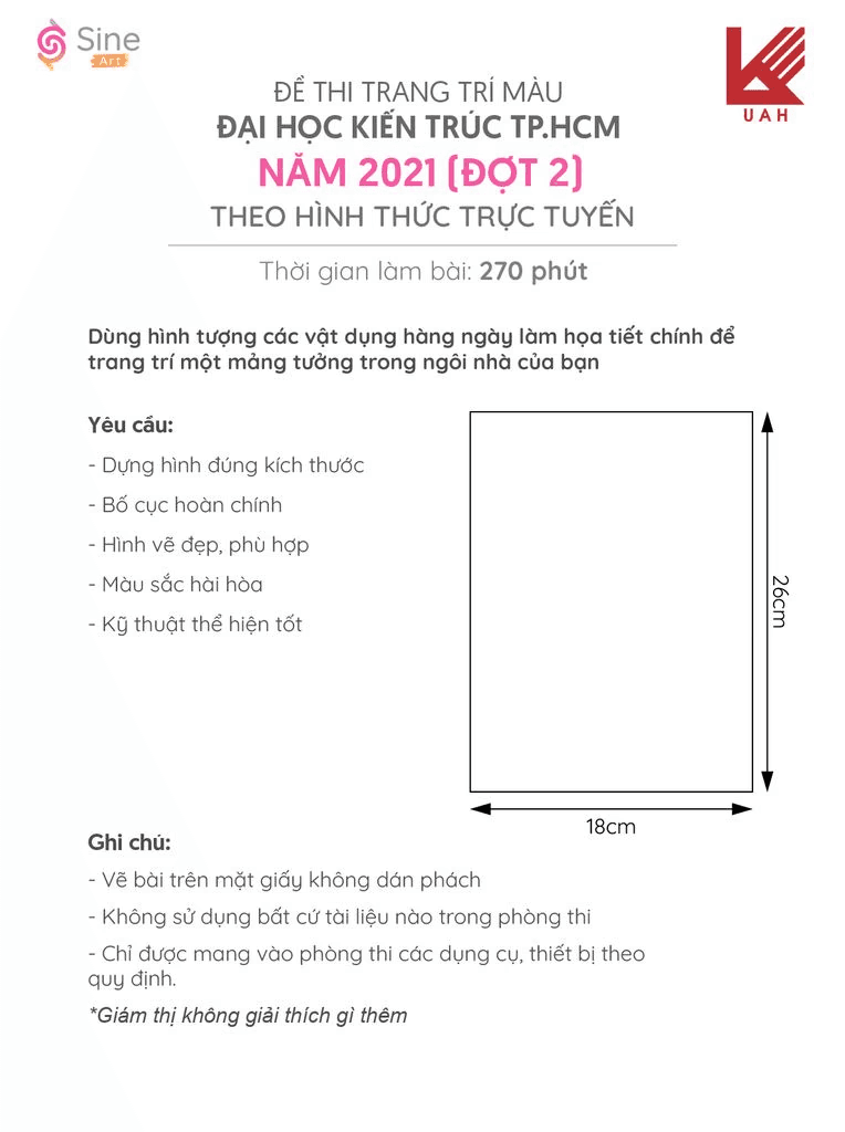 Đề thi trang trí màu Đại học Kiến Trúc TP.HCM 2021 (đợt 2 - Online)