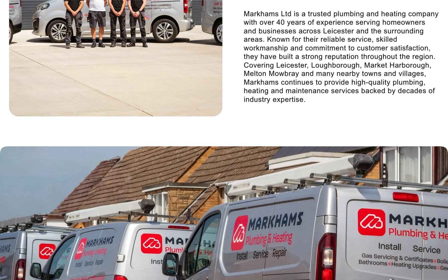 Markhams Ltd project by CL42ITY, live website on desktop