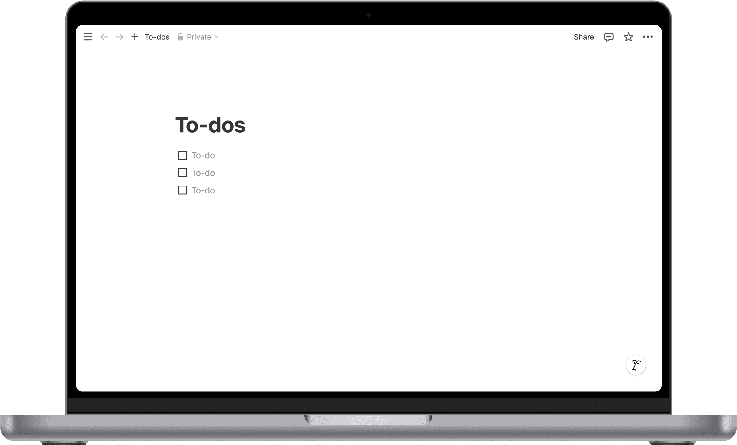 To-do list page in Notion on MacBook