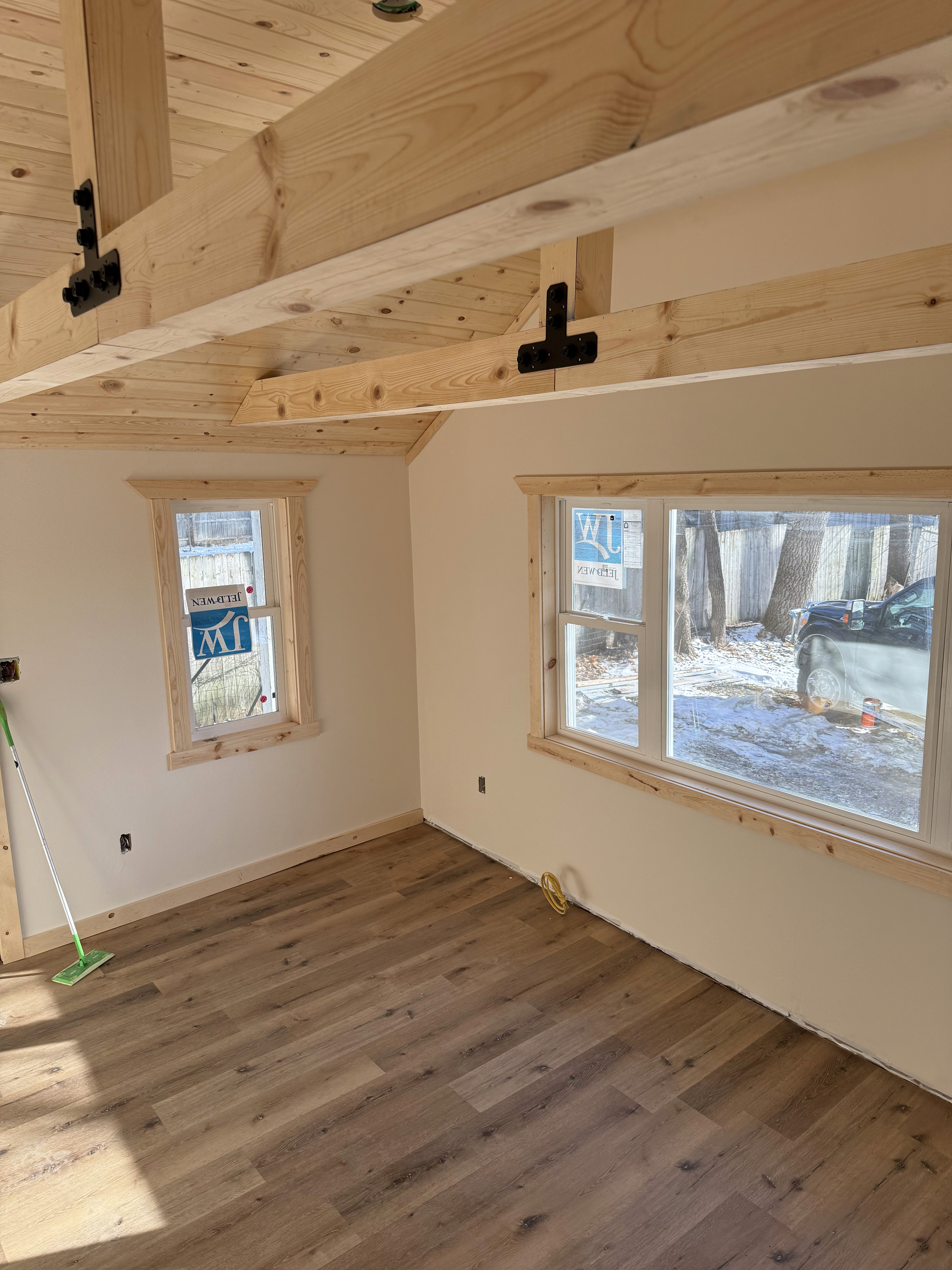 Sun Room with pine trim and ceiling