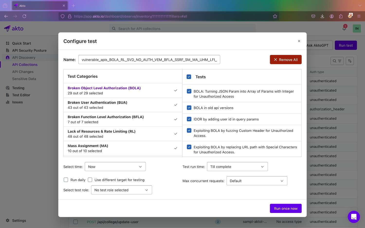 API Collection Configure test