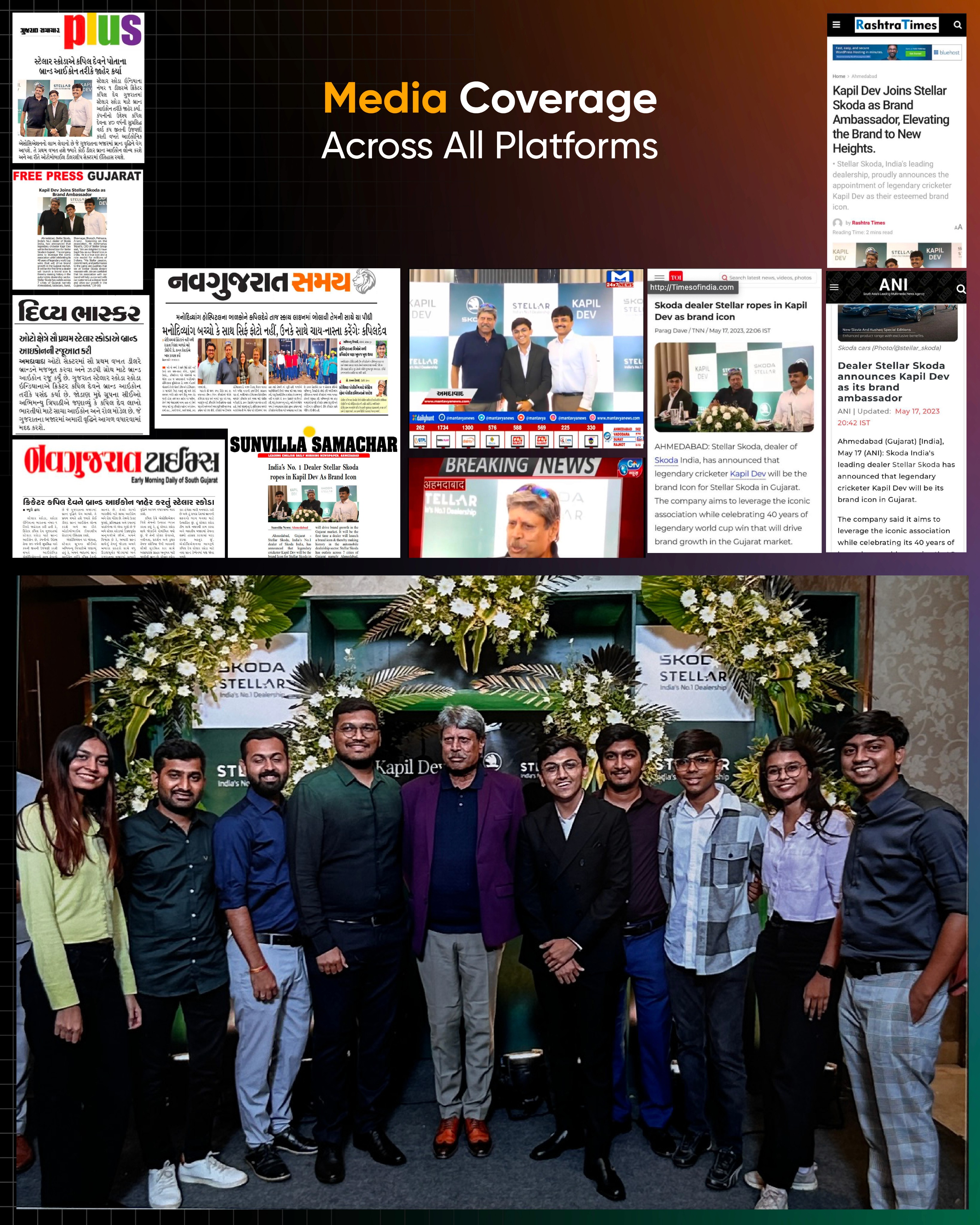 Media Coverage and Craywing Team with Kapil Dev