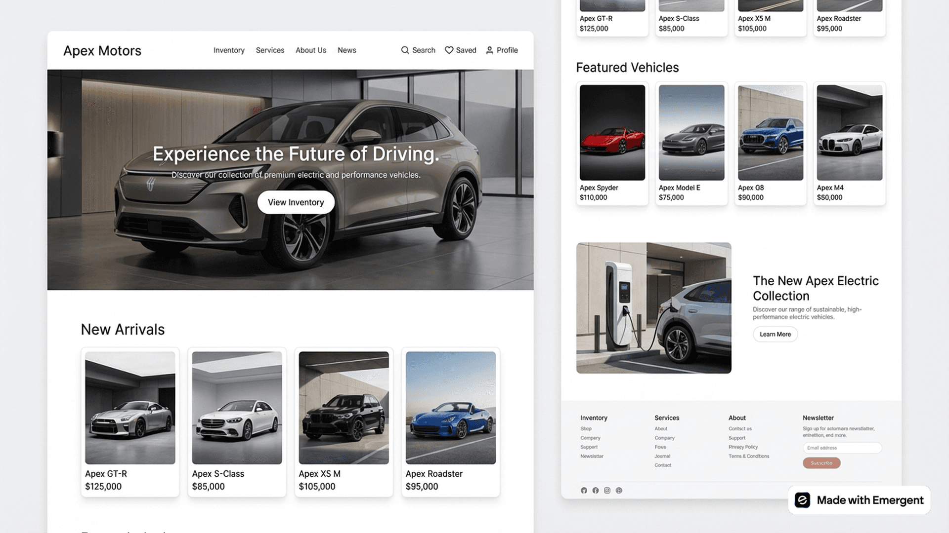 Dealership website made with emergent