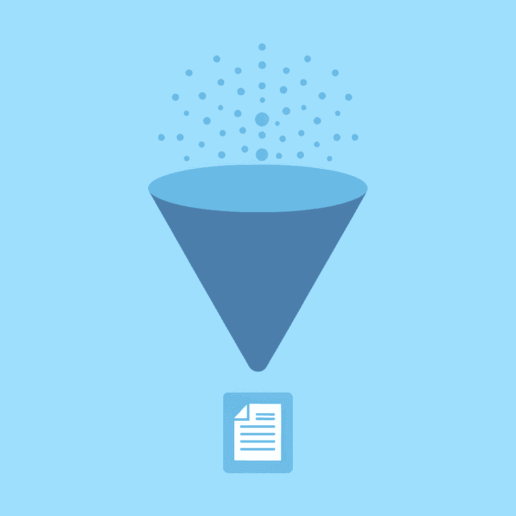 Funnel showing many documents filtering down to key clauses, risks, and unusual terms