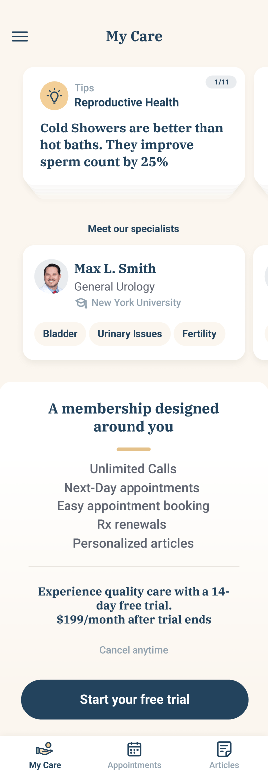 Bastion start your free trial screen for mobile app 
