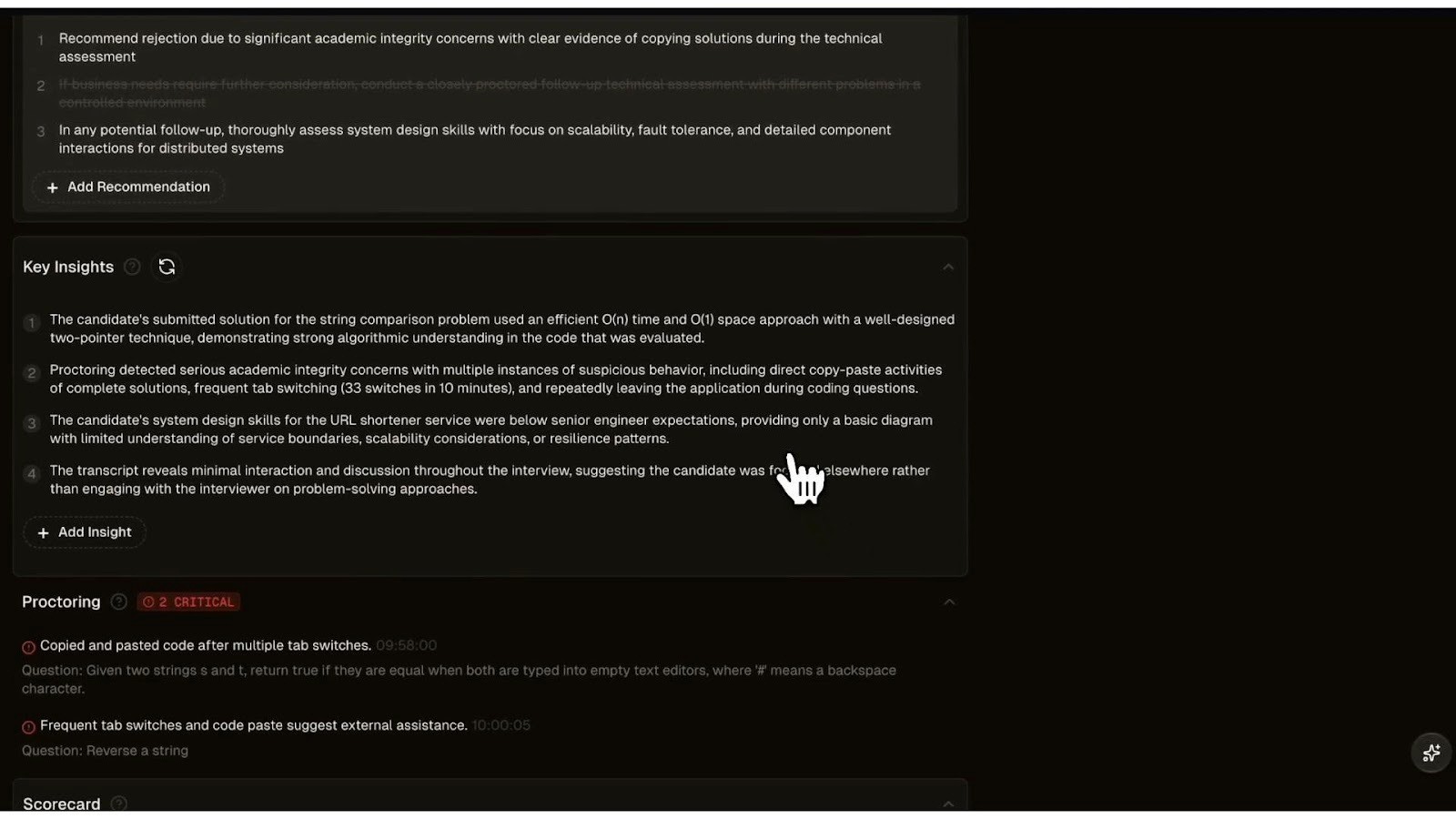 Editing options in summary