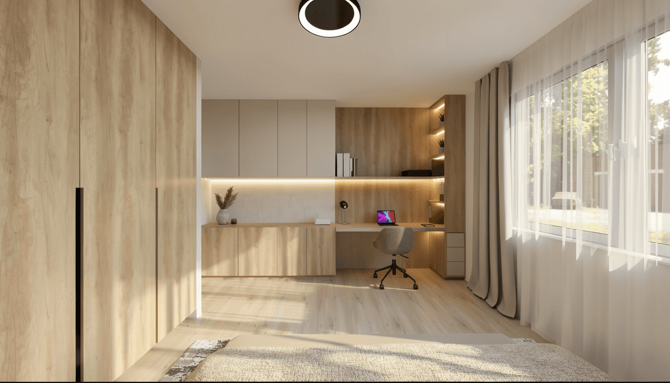 living room with brown sofa and glass window