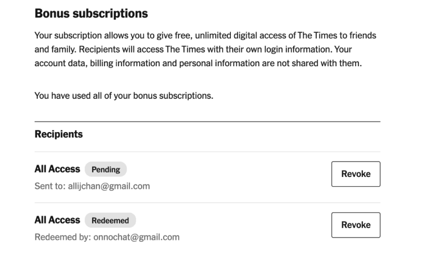 Customer view: Bonus Subscriptions label in Account