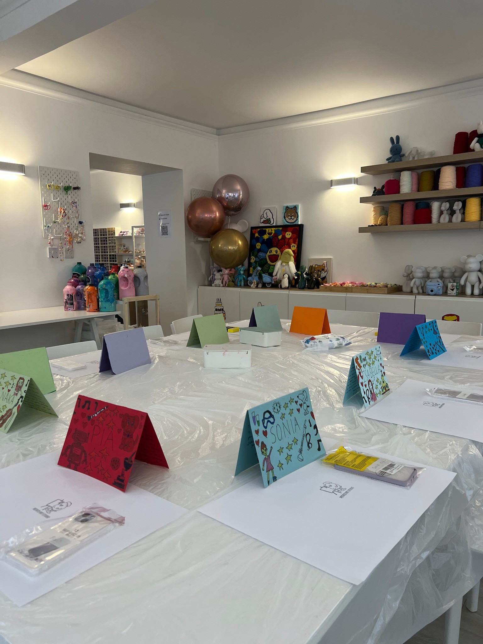 Private birthday party workshop setup at our Marylebone studio