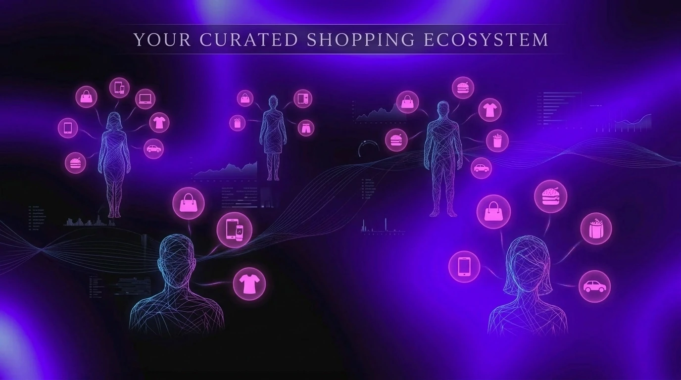 Digital visualization of a personalized shopping experience and AI-driven UX nodes