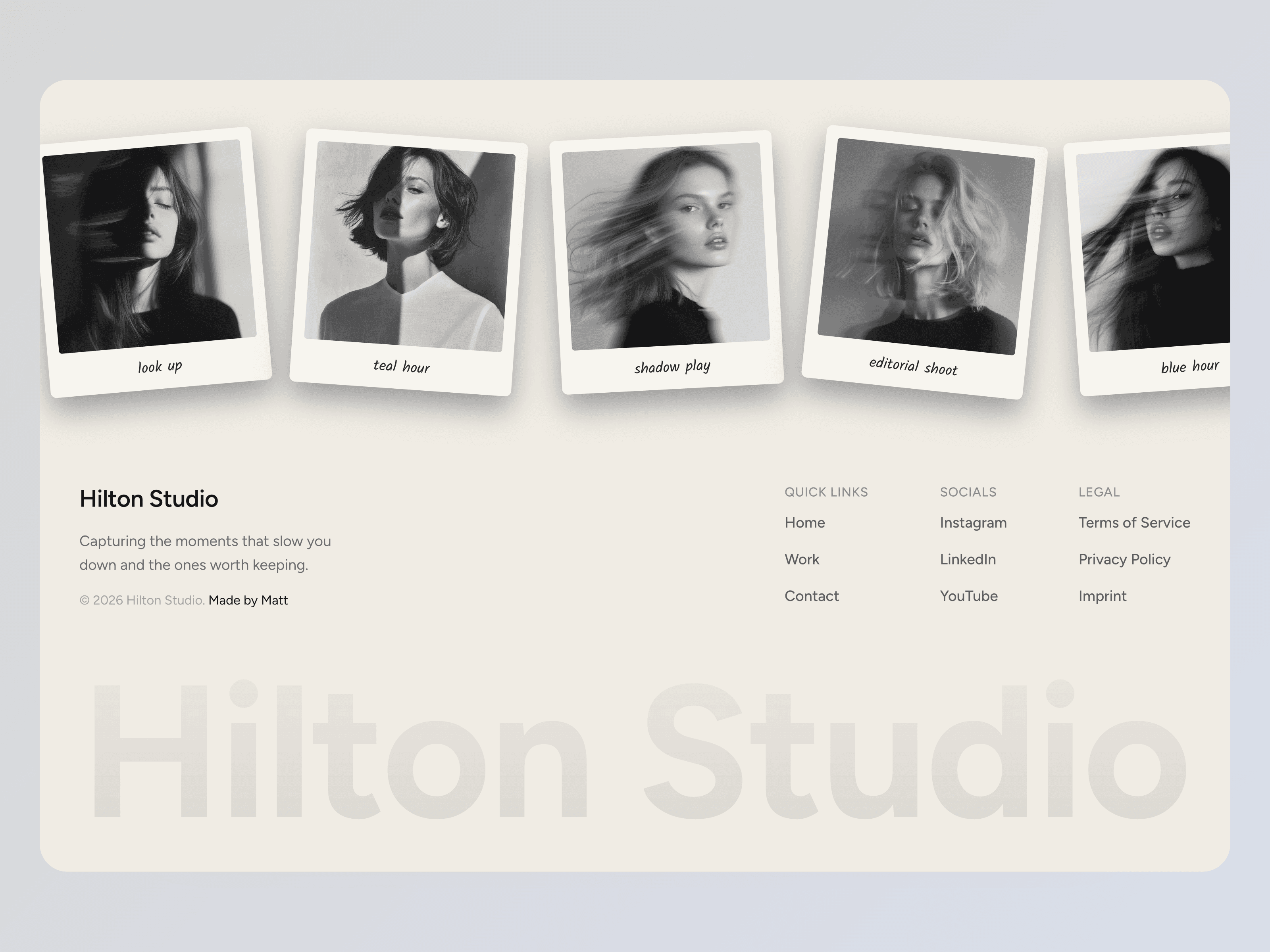 Polaroid Footer — Framer component preview