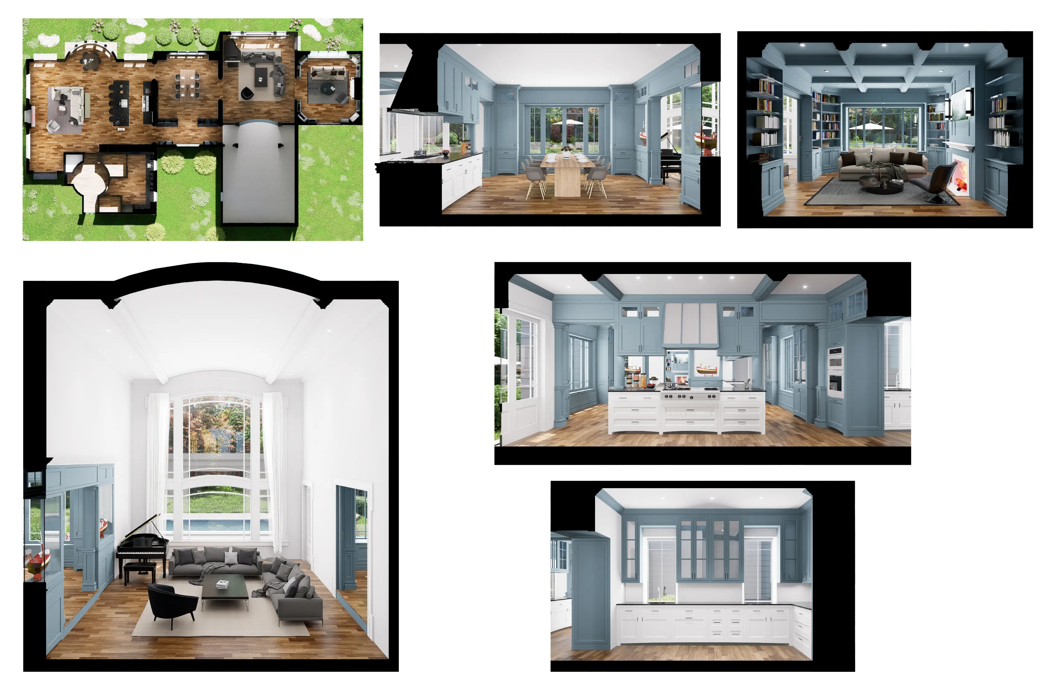 Long island project rendered floor plan and elevations