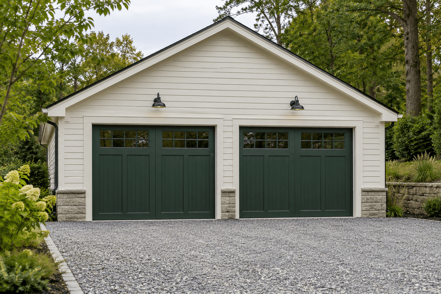 Detached garage with a newly installed door