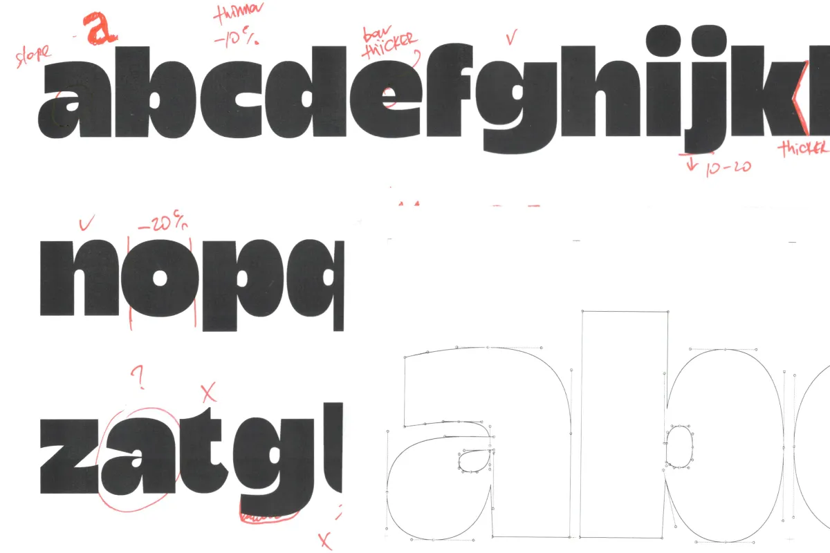 The original sketch of Arlen typeface