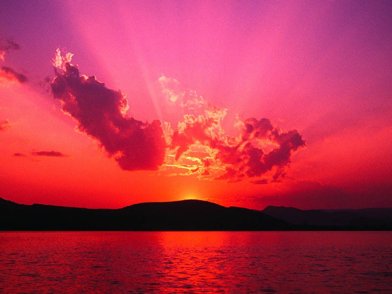 beautiful sunset with red and purple skies