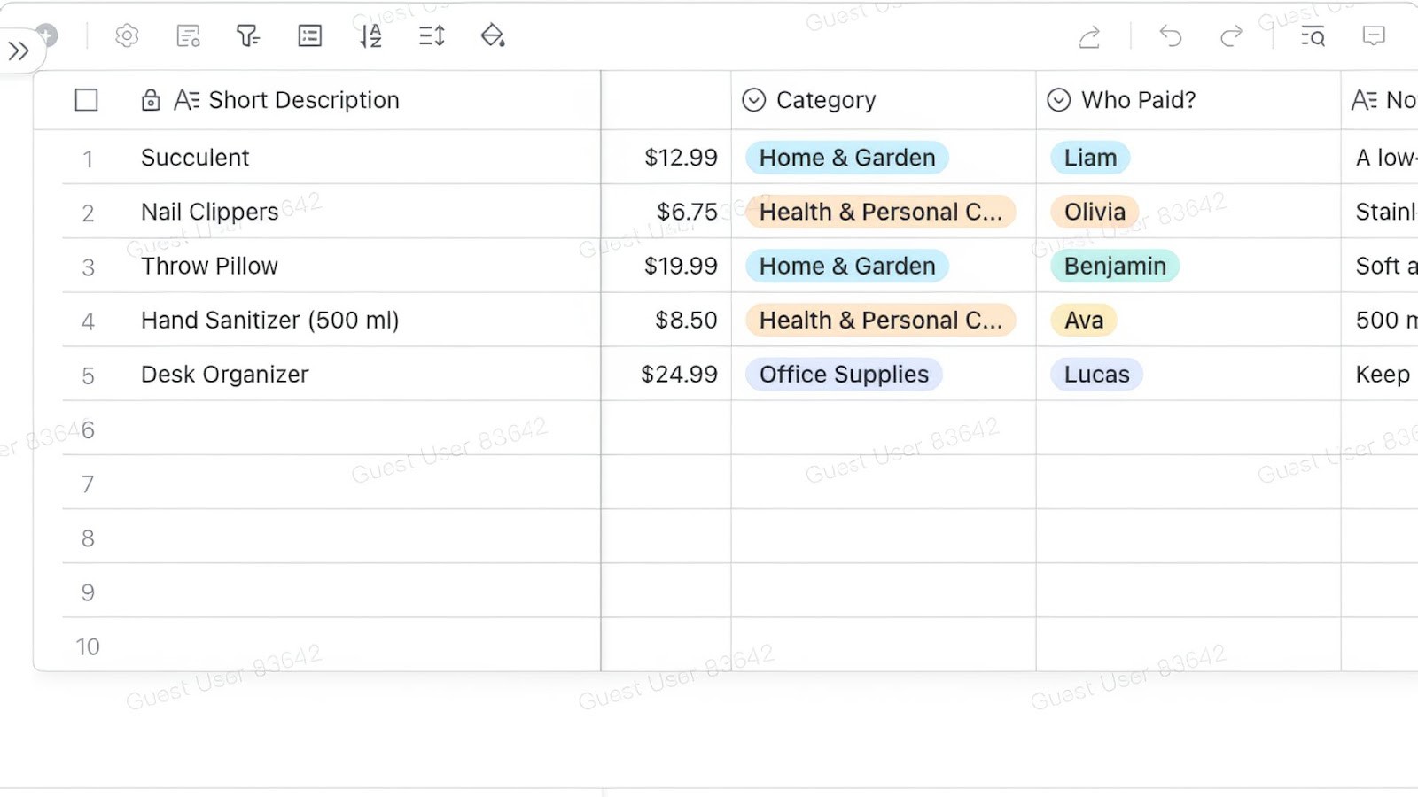 Lark Expense tracking template