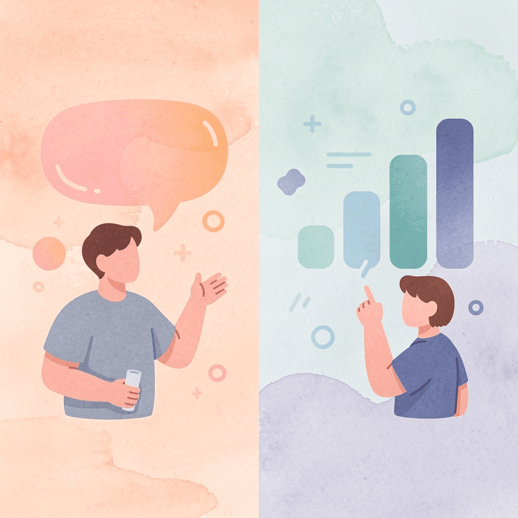 Scene showing the contrast between piecing together scattered college advice versus using a unified AI counselor