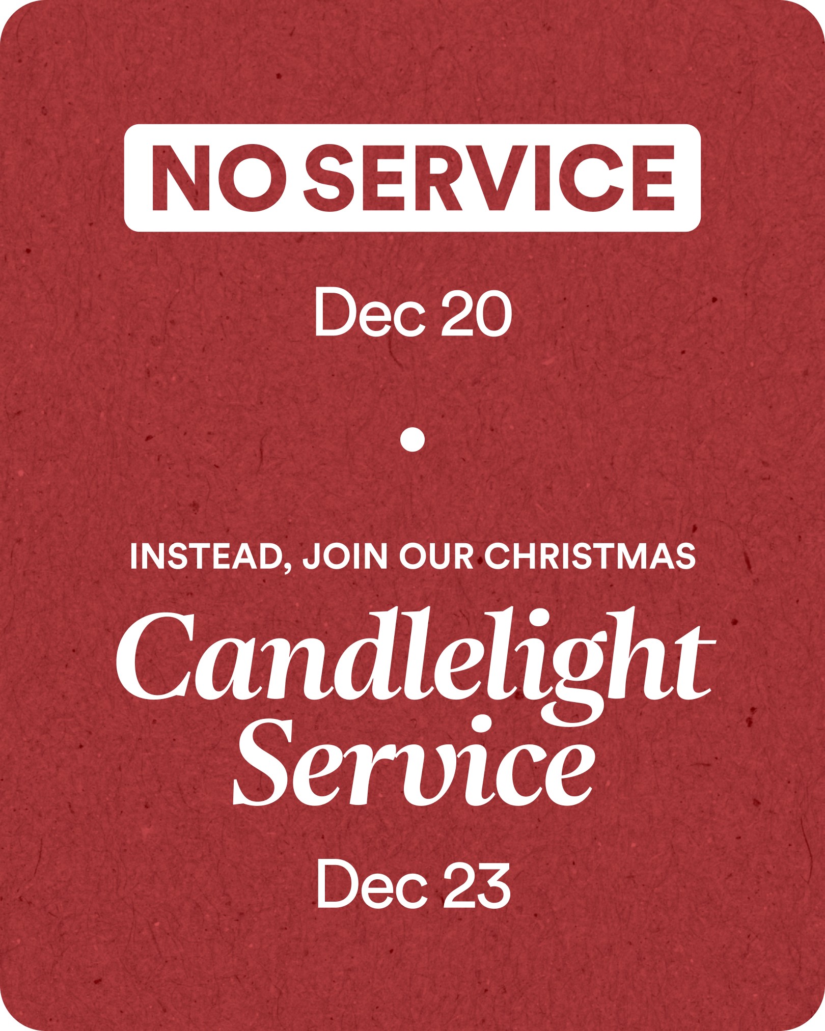 Event Card for December 23 Christmas Candlight Service