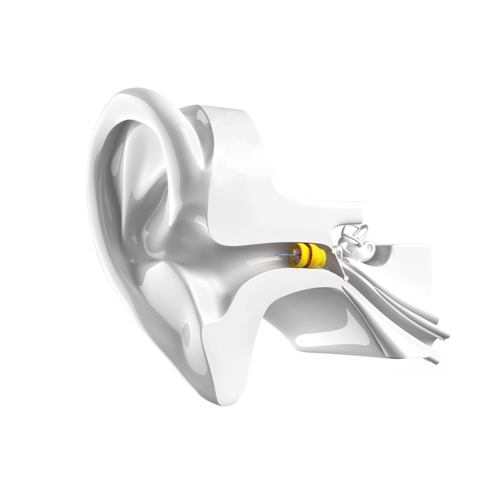 Doctor checking a male patient's hearing