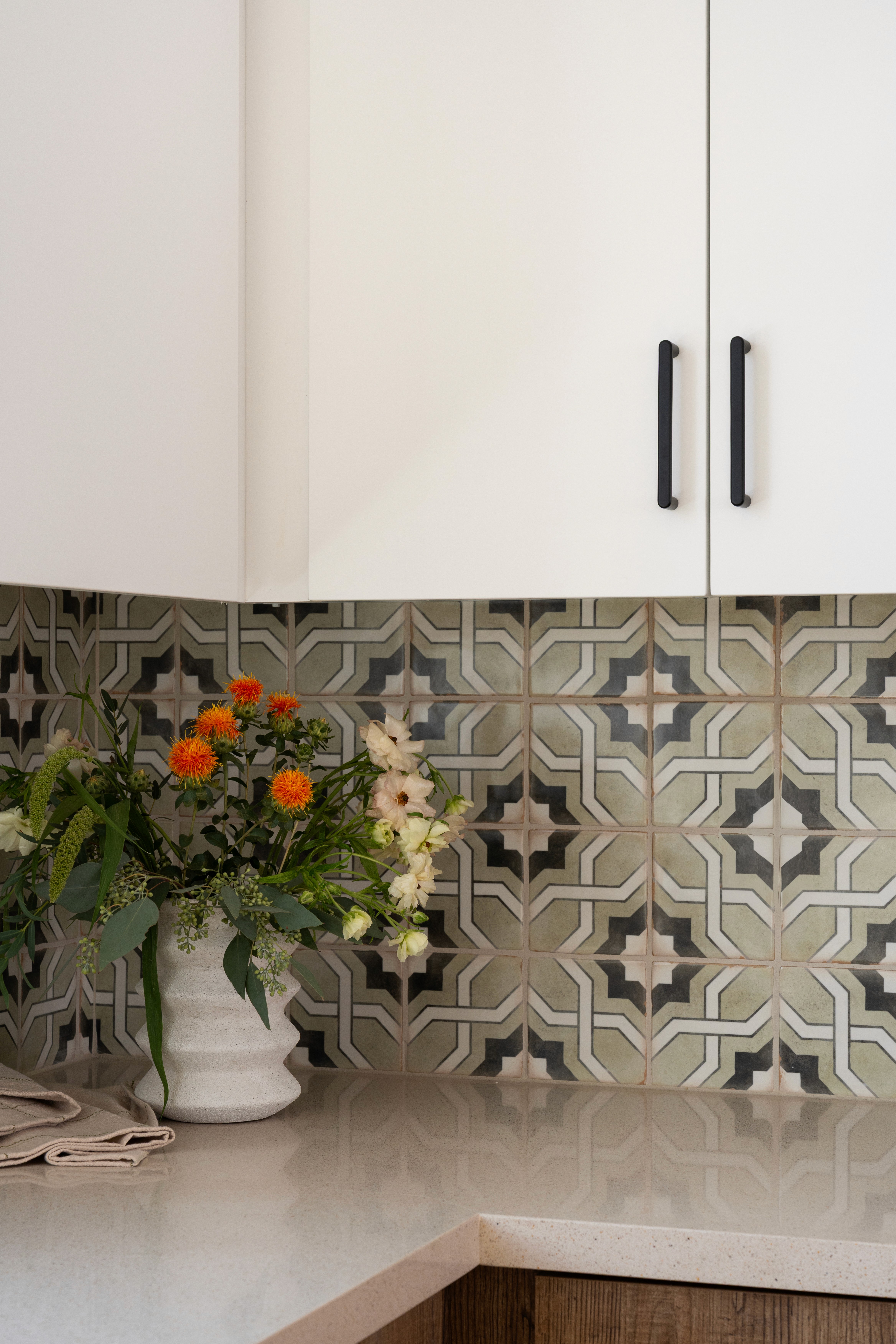 Kitchen counter with greenery