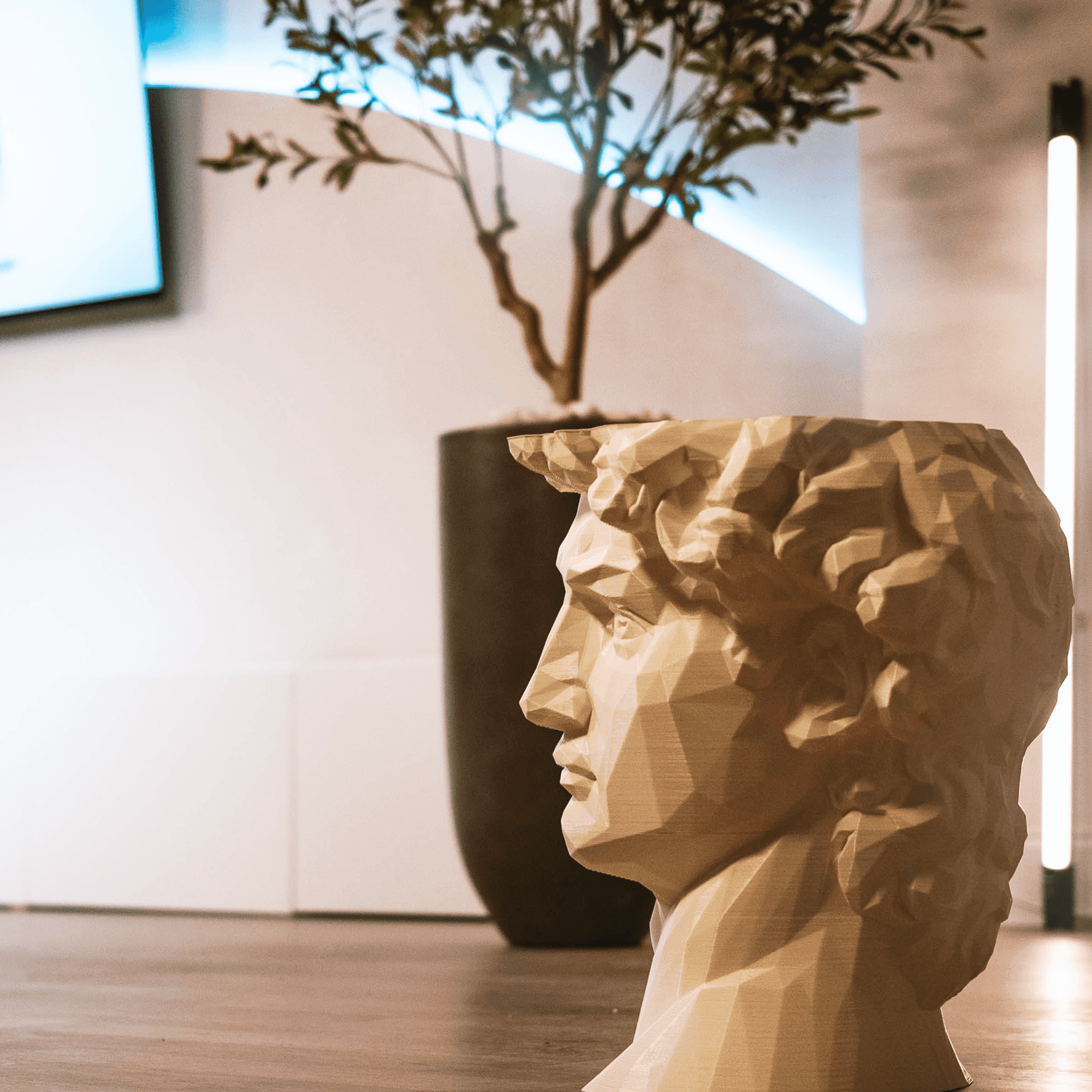 Sculptural decor and accent lighting at Sky House Studio