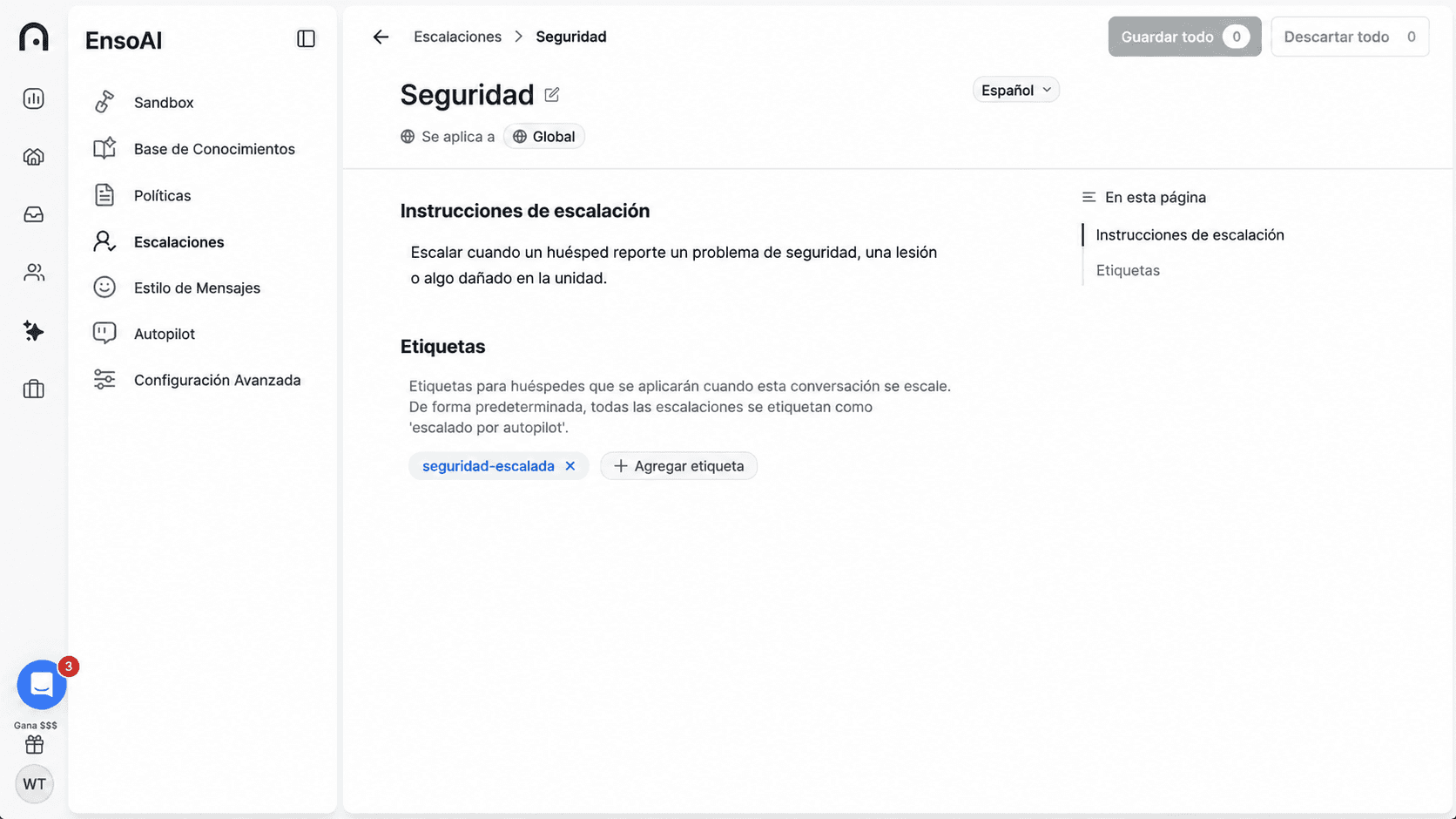 Vista previa del flujo de trabajo asistido por IA para la comunicación con los huéspedes en Enso Connect