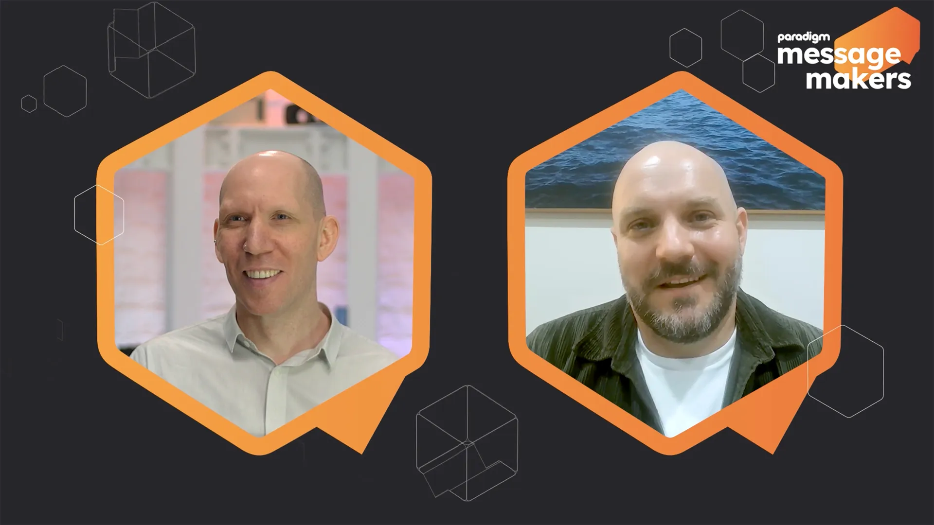 Screenshot of Iain Lumdsen and Owen Vittanuova talking in the Paradigm Message Makers podcast