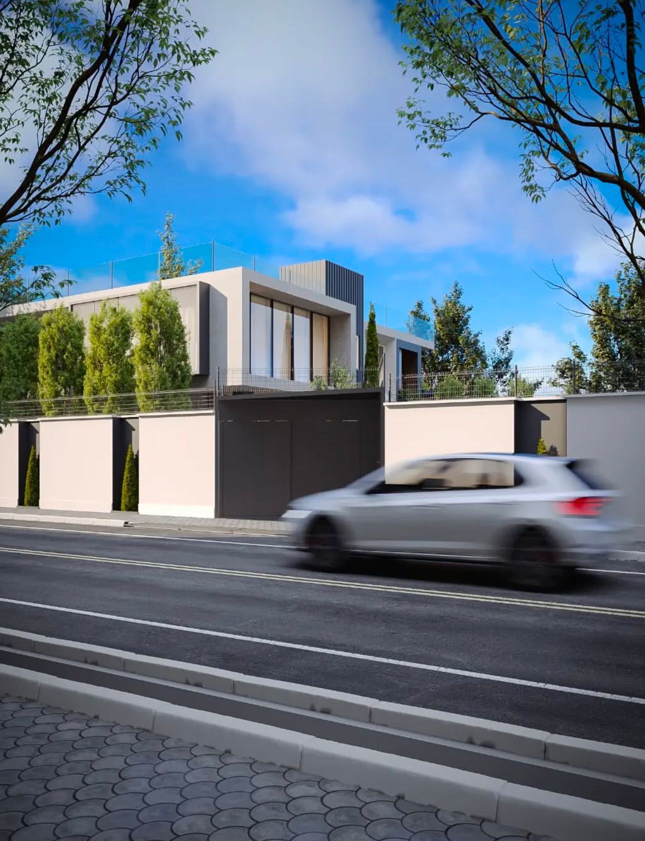 Moderne villa Spanje met horizontale lijnen en open achterzijde
