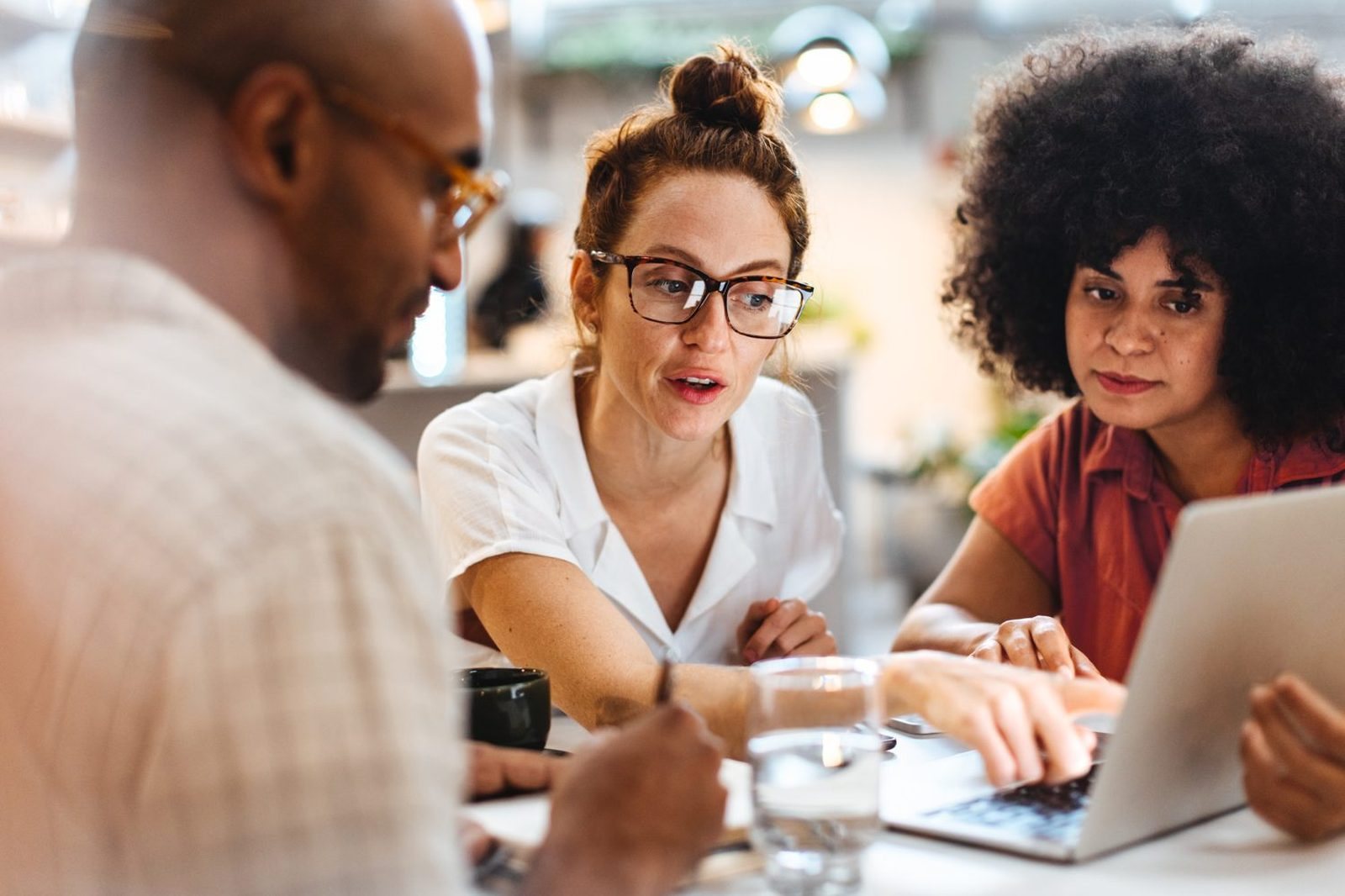 A small team working through a hiring decision together