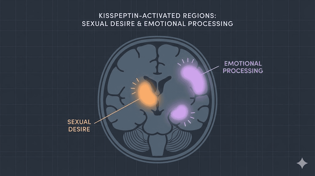 Kisspeptin brain activity and sexual desire processing regions