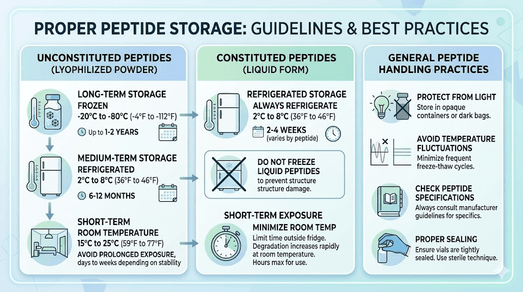 Pure GLP-1 peptide storage and handling temperature guide