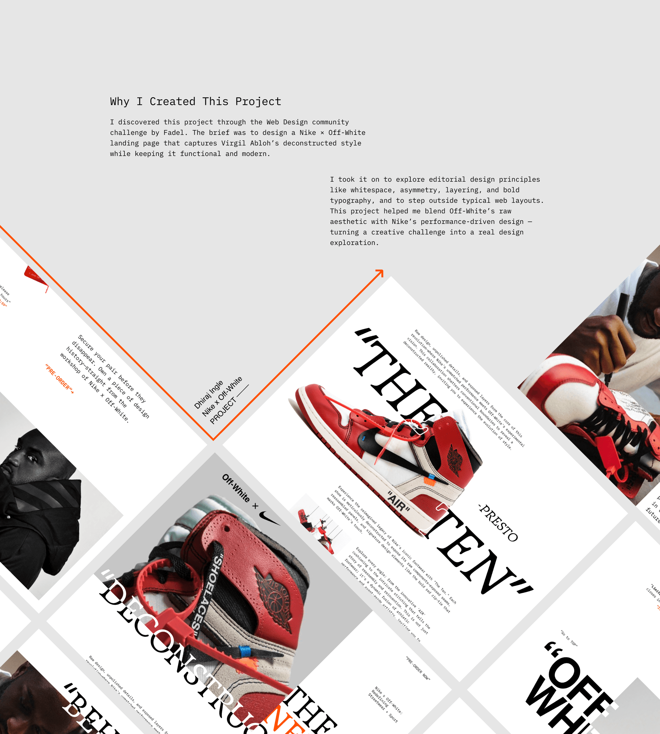 Collage of the nike project and subtext explaining what it is