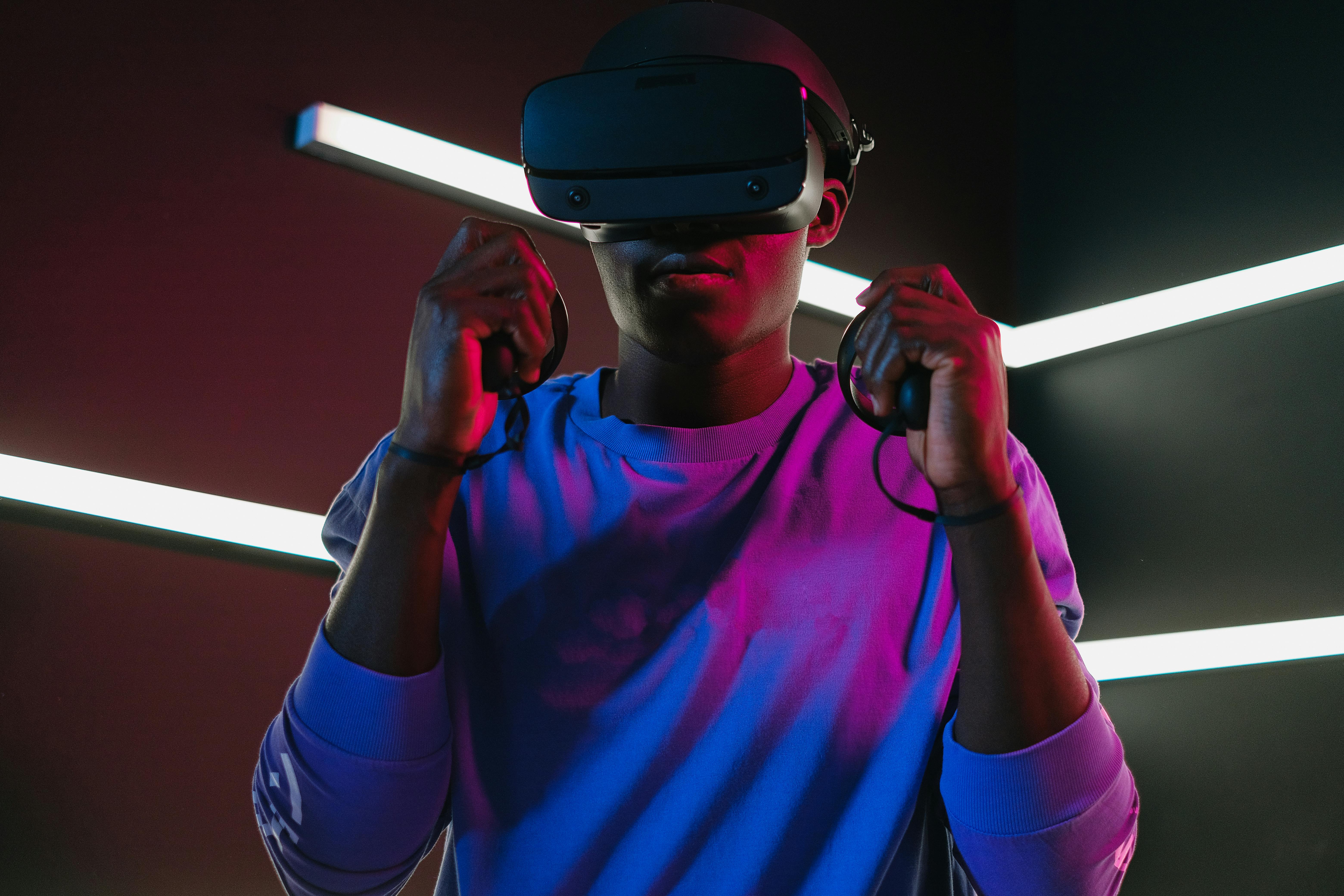 A person using VR gaming experience.