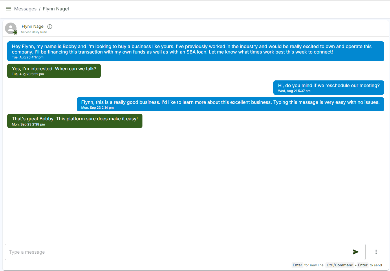 buyer and seller conversation