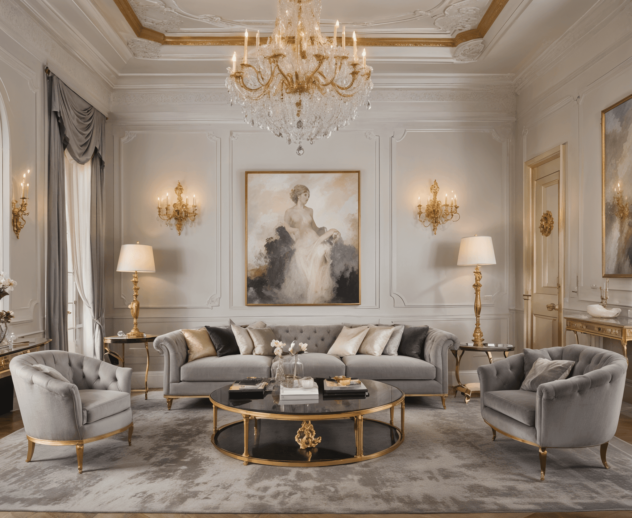 gold gray living room