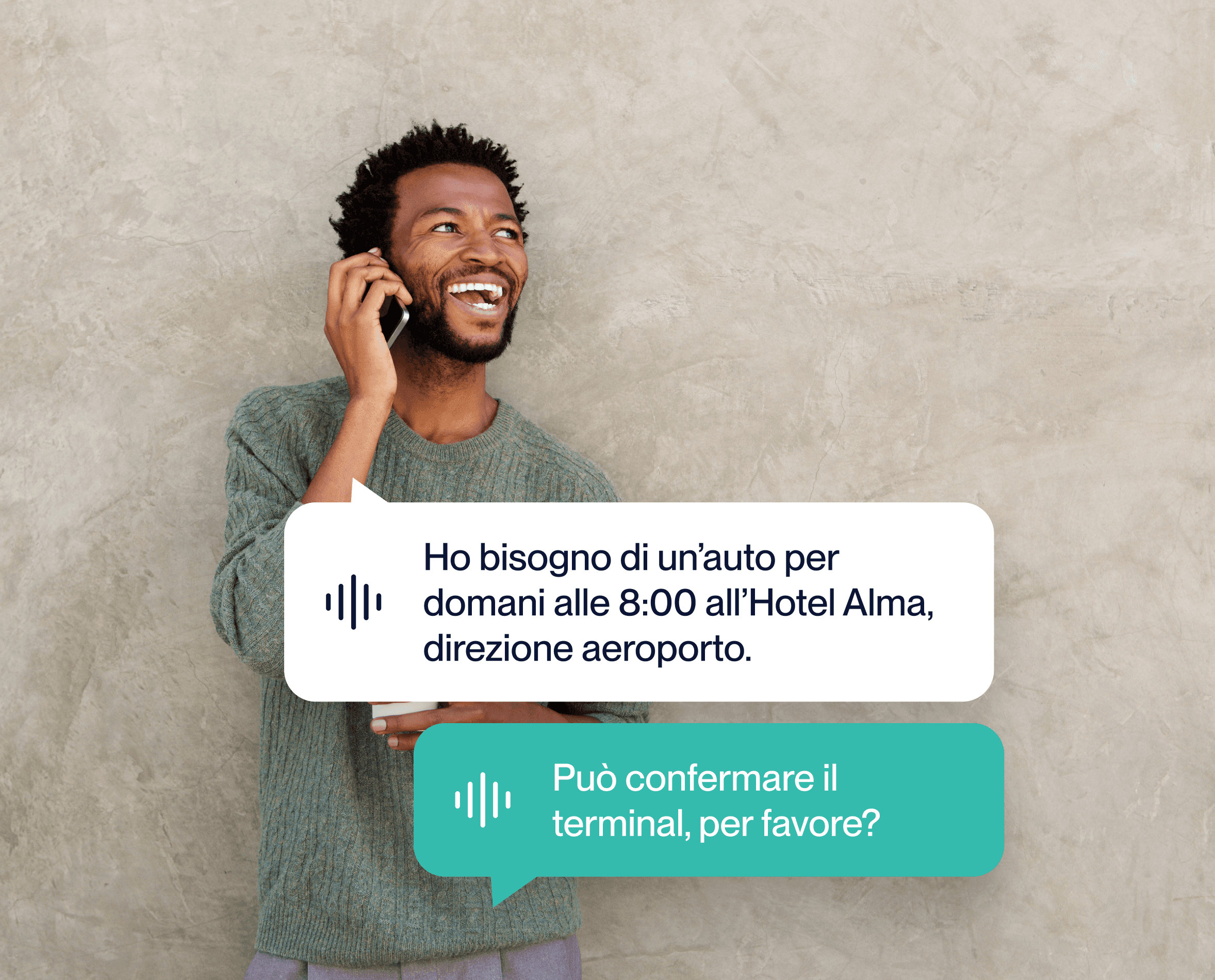 Man talking on phone booking a taxi