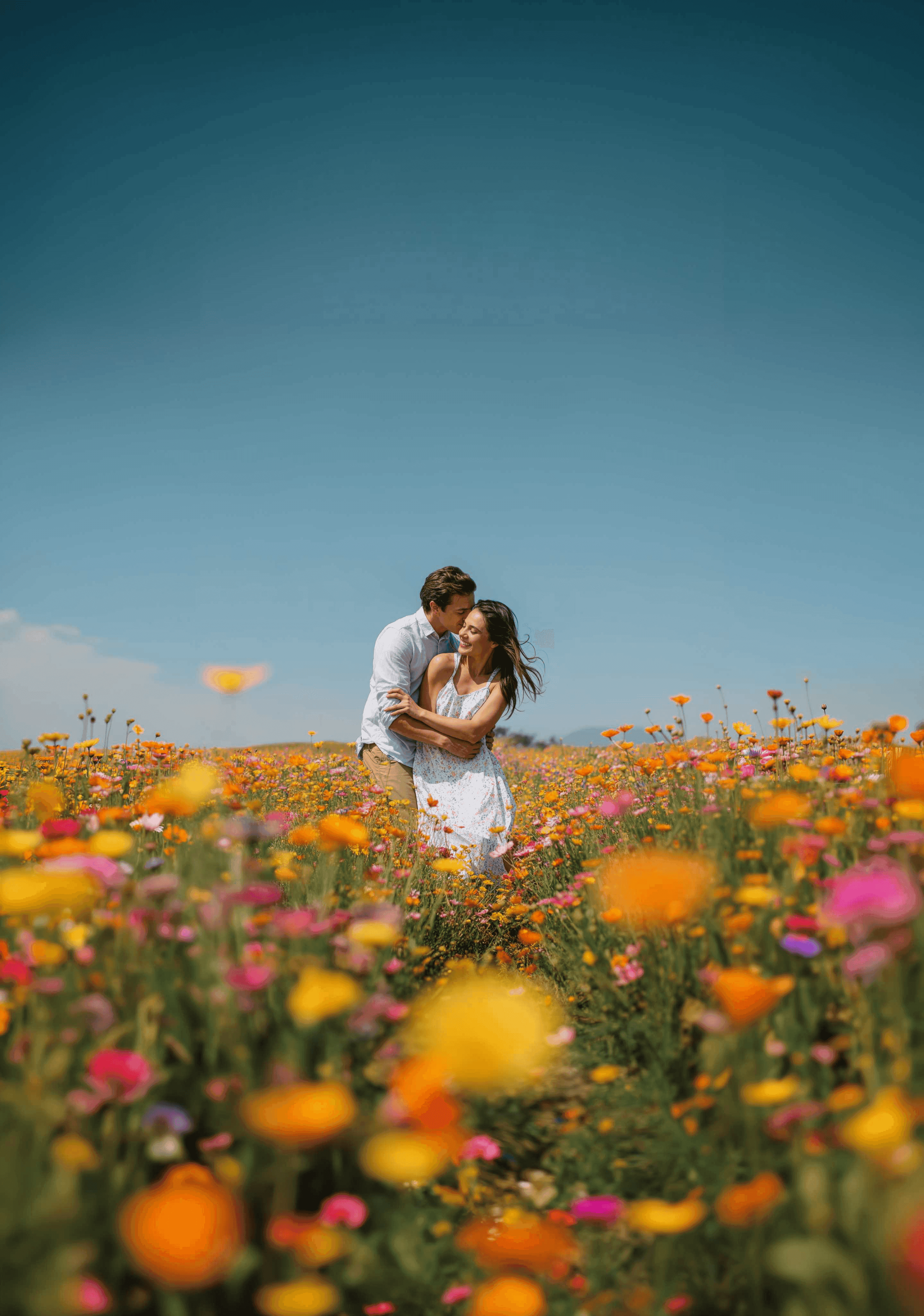 Couple in flower field