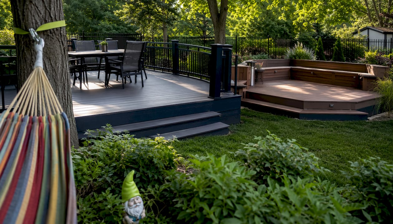 Two composite decks of different sizes side by side