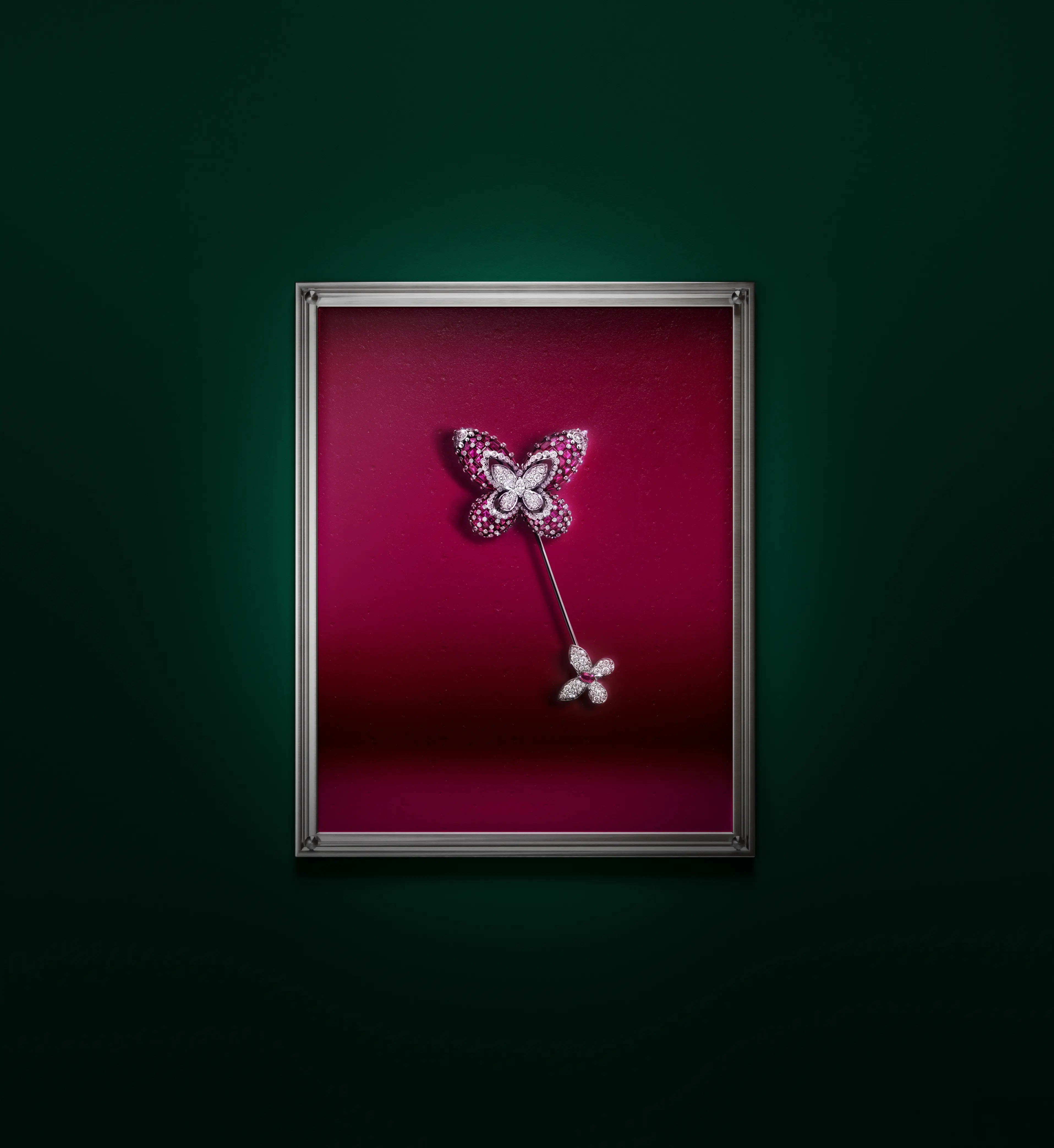Graff Diamonds Brooch campaign post production by KINN Productions, London — luxury jewellery retouching, 3D compositing and colour grading.