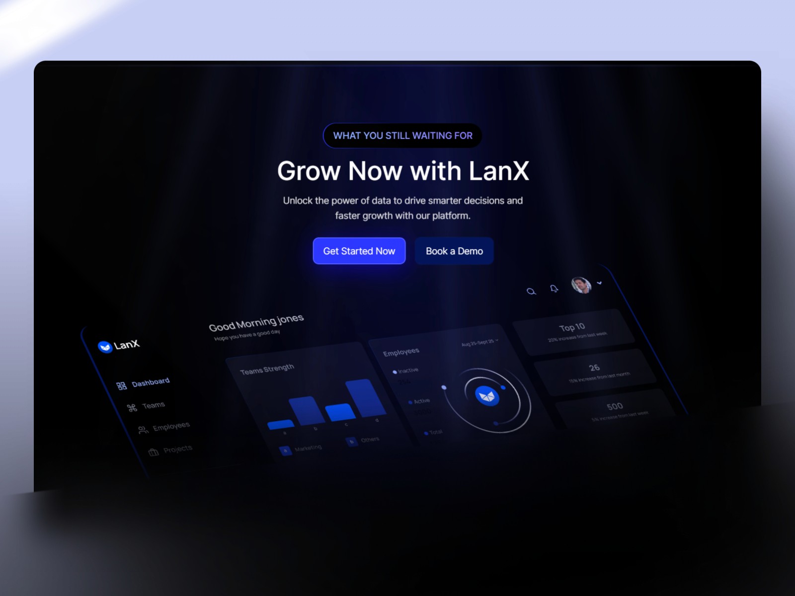 LanX — 高级暗黑现代 AI 产品官网设计灵感