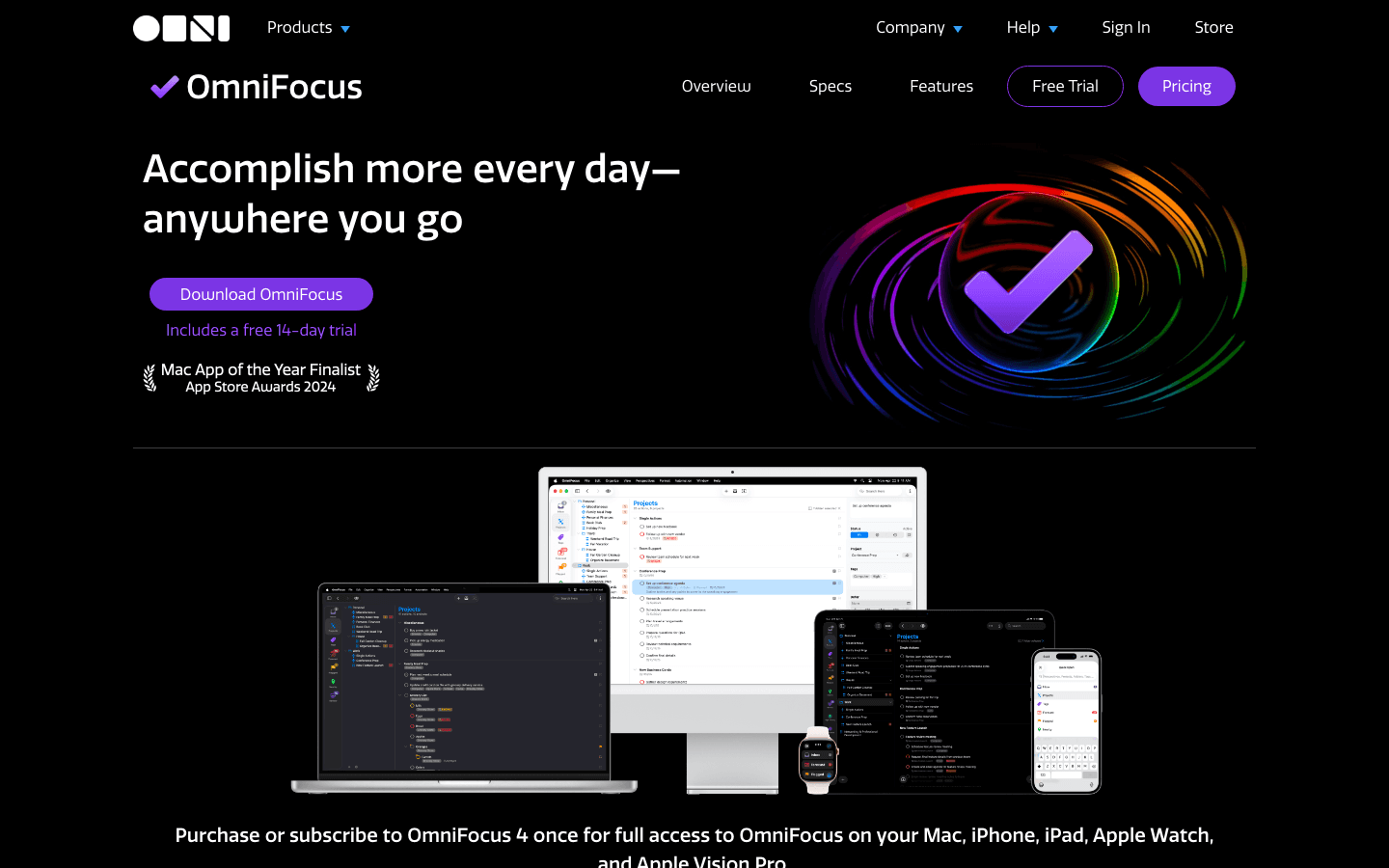 OmniFocus iPhone task manager app website