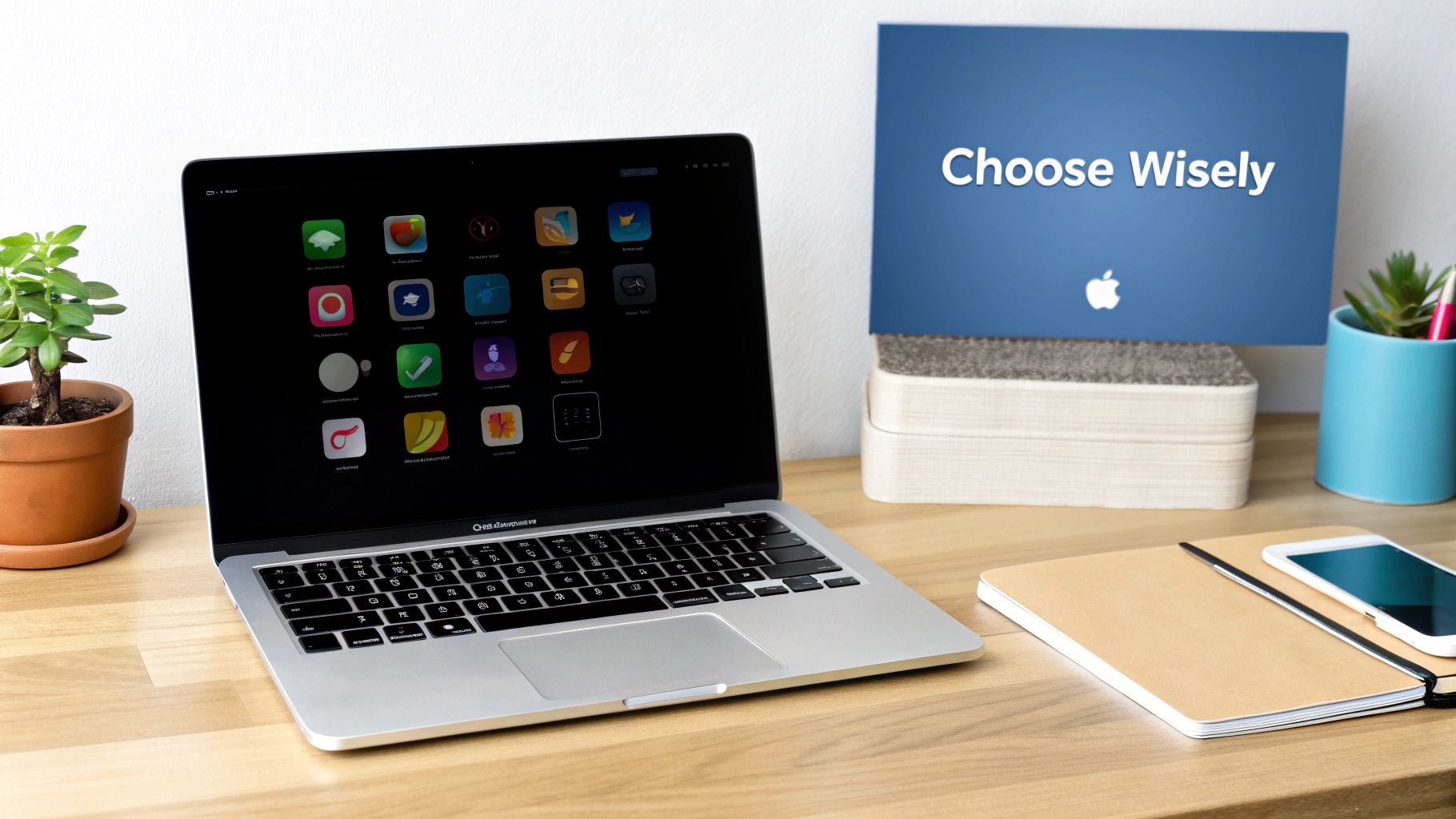 A person working on a MacBook, illustrating the process of choosing a recording app.